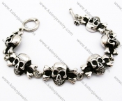 22cm Length Antique Silver Stainless Steel Casting 6 Skulls Bracelets - KJB170040