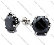 Stainless Steel Black Zircon Stone Earrings - KJE170002