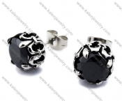 Stainless Steel Black Zircon Stone Earrings - KJE170005