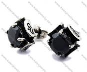 Stainless Steel Black Zircon Stone Earrings - KJE170007