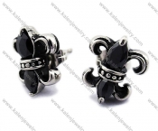 Stainless Steel Black Zircon Stone Iris Earrings - KJE170009