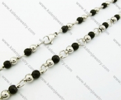 Black Plating Stainless Steel Round Rosaries Necklaces - KJN100010