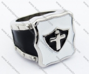 Stainless Steel Black Epoxy Shield Cross Rings- KJR090296