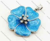 Stainless Steel Inlay Stone Blue Epoxy Flower Pendant - KJP090323