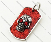 Stainless Steel Red Skull Tag Pendant - KJP090337
