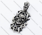 Stainless Steel Black Stone Wizard Skull Pendant - KJP090366