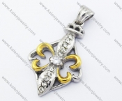 Stainless Steel Gold Plating Inlay Stone Iris Pendant - KJP090384