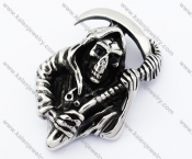 Stainless Steel Black Stone Eyes Messenger of Death Skull Pendant - KJP090413
