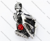 Stainless Steel Red Stone Fiery Dragon Pendant - KJP090419