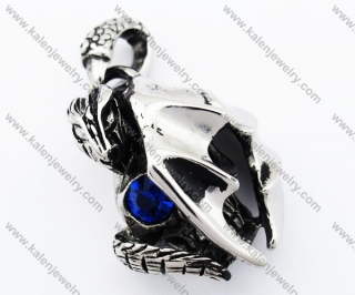 Stainless Steel Blue Stone Fiery Dragon Pendant - KJP090421