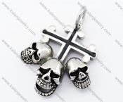 Stainless Steel 3 Skull Cross Pendant - KJP090431