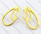 Gold Plating Stainless Steel Stone Earrings - KJE050740