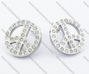 Stainless Steel Stone Peace Signs Earrings - KJE050743