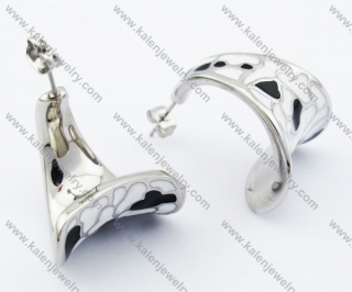Stainless Steel Black & White Epoxy Earrings - KJE050767