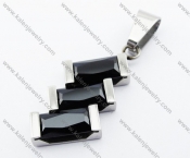Stainless Steel Black Agate Stone Pendant - KJP051070