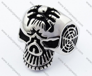 Stainless Steel Spider Skull Ring - KJR330003