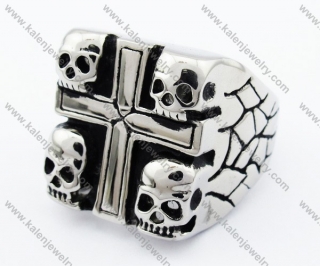 Stainless Steel Skull Cross Ring - KJR330026