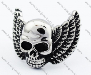 Stainless Steel Wings Skull Ring - KJR330033