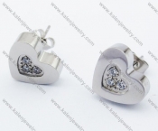 Stainless steel Inlay Stone Heart Ear Stud / Ear Nail - KJE050845