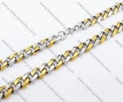 59o×14mm Stainless Steel Gold Plating Necklace - KJN100038