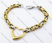 Gold Plating Stainless Steel Heart Bracelet - KJB130169