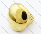 Smooth Stainless Steel Gold Sphere Ring - KJR080025