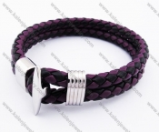 Stainless Steel Violet Leather Bracelets - KJB050322