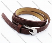 Stainless Steel Brown Leather Buckle Bracelet - KJB050324