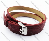 Stainless Steel Red Leather Buckle Bracelet - KJB050326