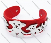 Stainless Steel Red Leather Bear Bracelet - KJB050332
