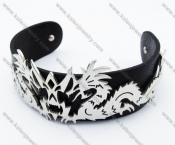 Stainless Steel Black Leather Dragon Bracelet - KJB050333