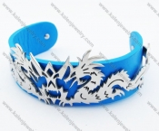Stainless Steel Blue Leather Dragon Bracelet - KJB050334