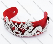 Stainless Steel Red Leather Dragon Bracelet - KJB050335