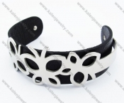 Stainless Steel Black Leather Butterfly Bracelet  - KJB050336