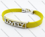 Stainless Steel Yellow Leather LOVELY Bracelet - KJB050339