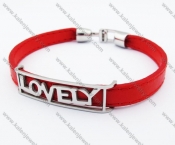 Stainless Steel Red Leather LOVELY Bracelet - KJB050340
