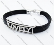 Stainless Steel Black Leather LOVELY Bracelet - KJB050341