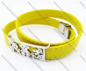 Stainless Steel Yellow Leather Bear Bracelet - KJB050343