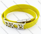 Stainless Steel Yellow Leather Flowers Bracelet - KJB050345