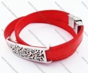 Stainless Steel Leather Flowers Bracelet - KJB050349
