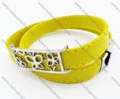 Stainless Steel Yellow Leather Butterfly Bracelet - KJB050352