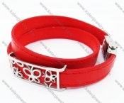 Stainless Steel Red Leather Butterfly Bracelet - KJB050353