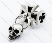 Stainless Steel Cross Skull Ring - KJR330066