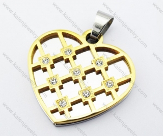 Stainless Steel Inlay Stones Gold Plating Heart Pendant - KJP051142