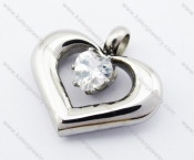Stainless Steel Inlay Zircon Stone Heart Pendant - KJP051145