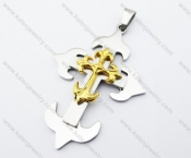 Stainless Steel Gold Plating Cross Pendant - KJP051152