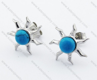 Stainless Steel Inlay Turquoise Ear Stud / Ear Nail - KJE050879