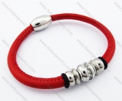 Stainless Steel Red Leather Bracelets - KJB050362