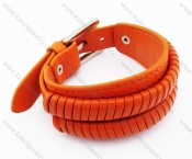 Stainless Steel Red Leather Belt Buckle Bracelets - KJB050363