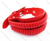 Stainless Steel Red Leather Belt Buckle Bracelets - KJB050364